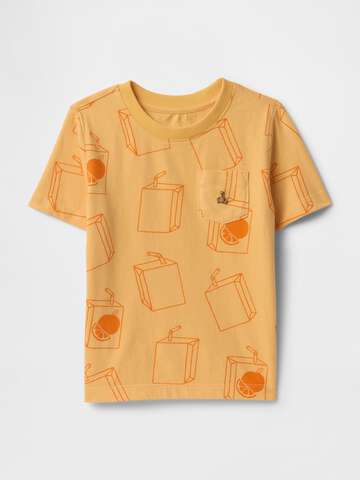 T-shirt gialla con stampa succo d'arancia_0