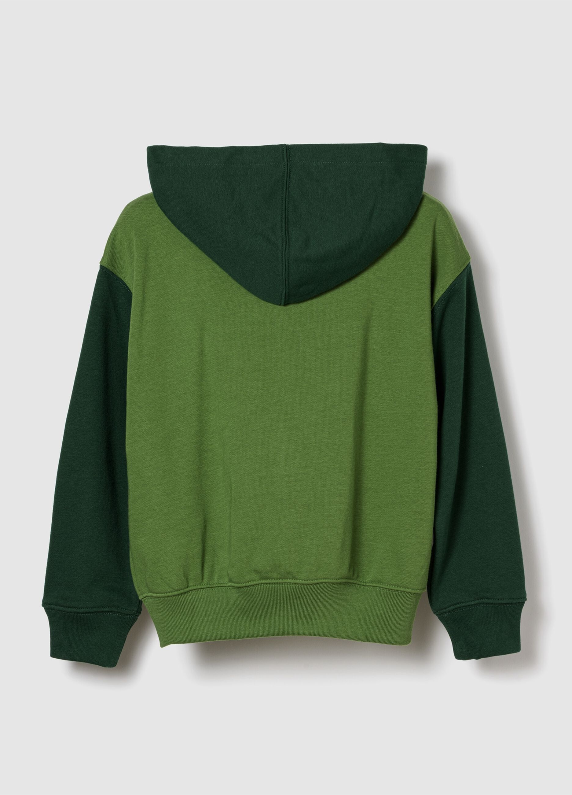 Felpa verde con cappuccio e zip completa_1