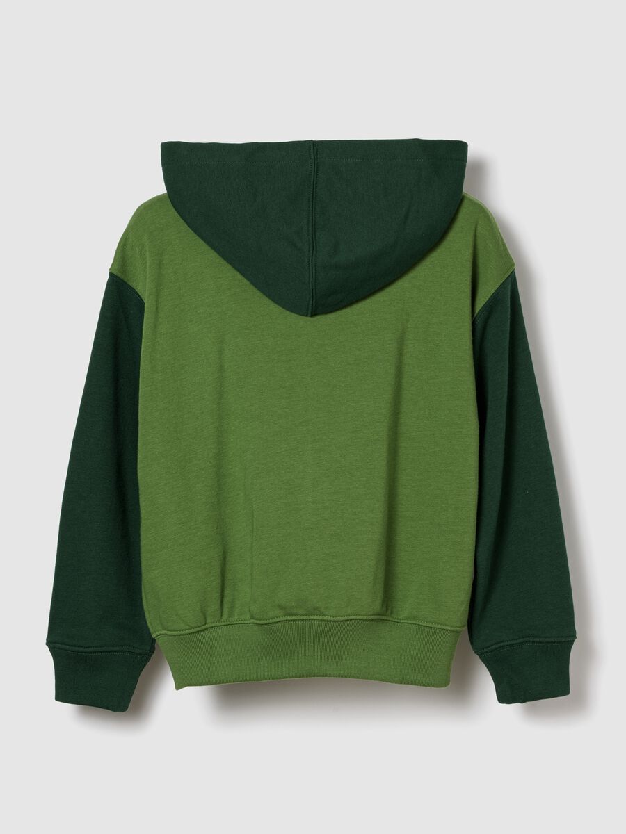Felpa verde con cappuccio e zip completa Bambino_1