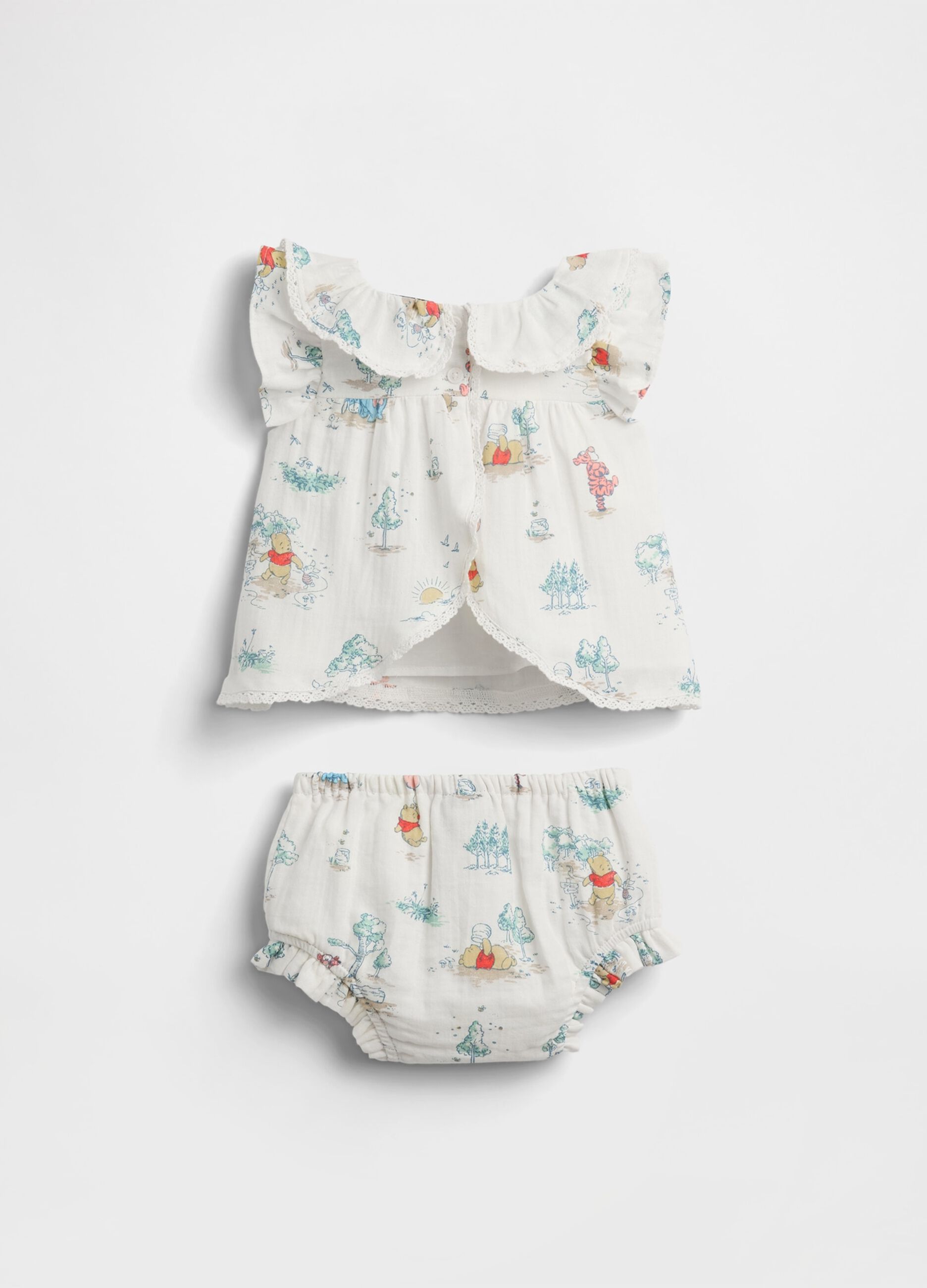 Multicoloured pure cotton baby girl set with Winnie-the-Pooh