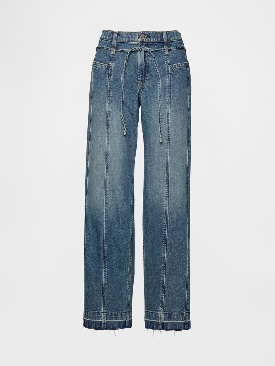 Pantaloni denim blu a gamba larga Donna_6