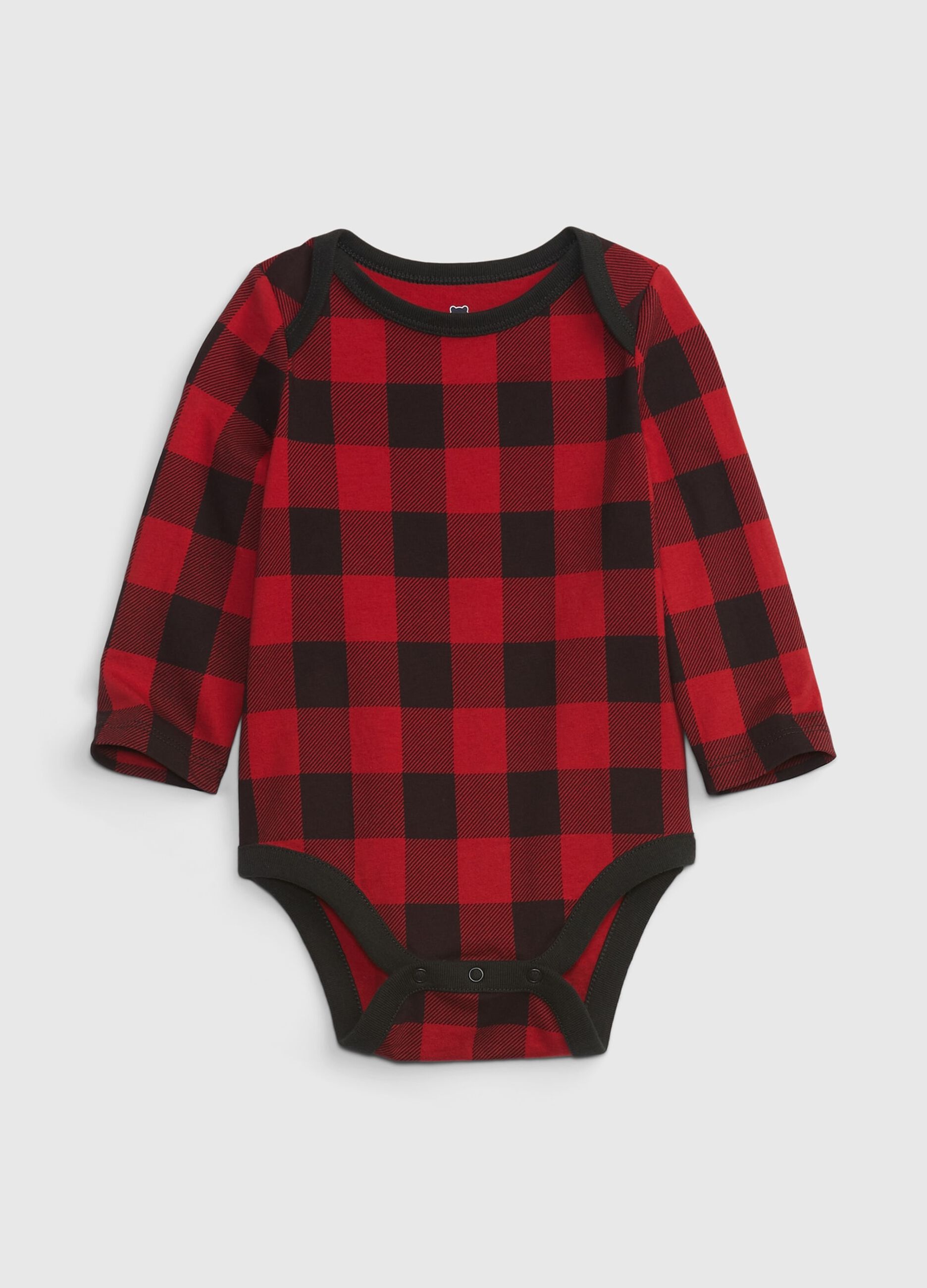 Check patterned cotton bodysuit