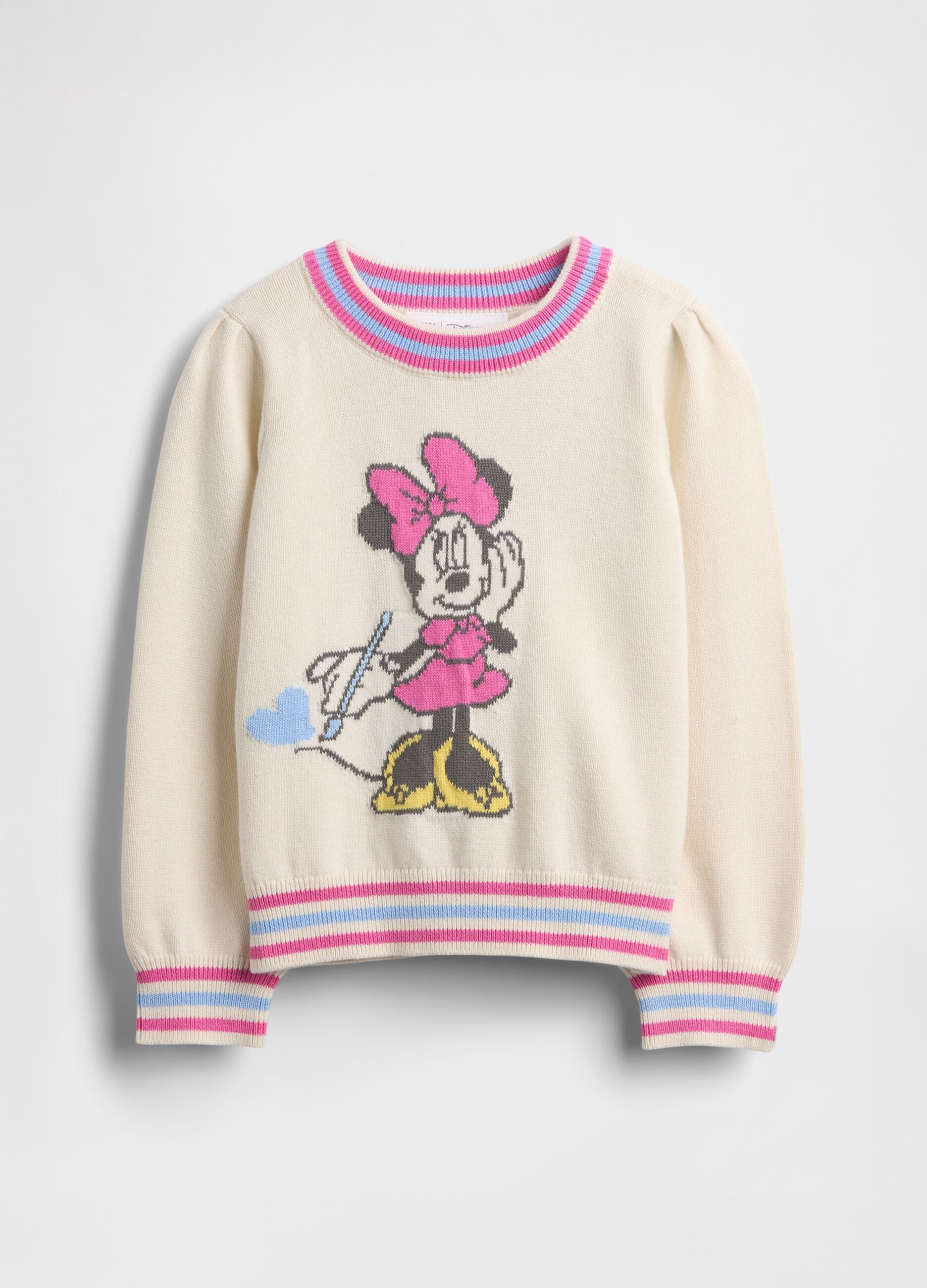 Maglione bianco in cotone con Minnie