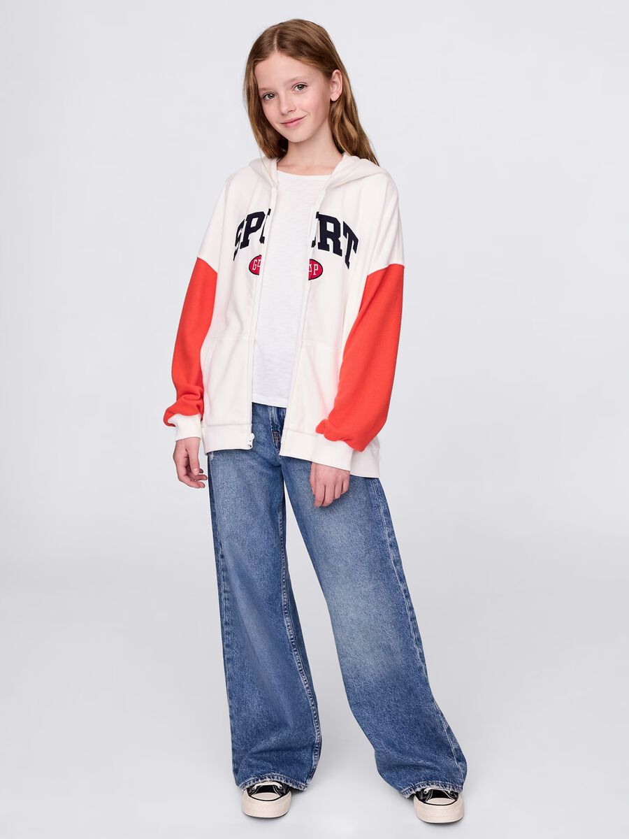 Felpa con cappuccio bianco e arancione GAP Kids Bambina_1