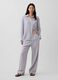 Pantaloni in misto lino a righe_0