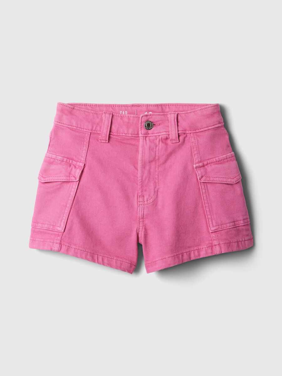 Shorts cargo in denim a vita alta Bambina_3