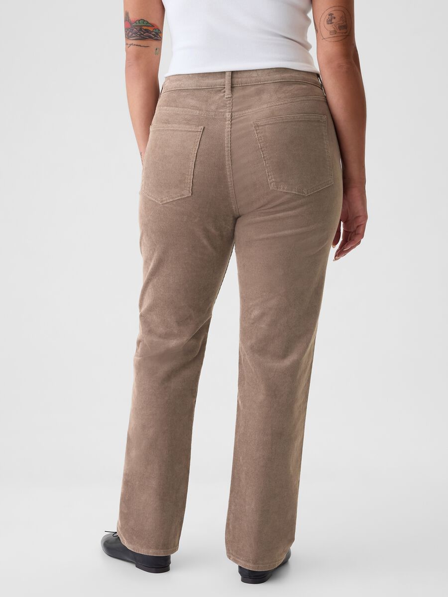 Pantalone straight a vita alta in corduroy Donna_5
