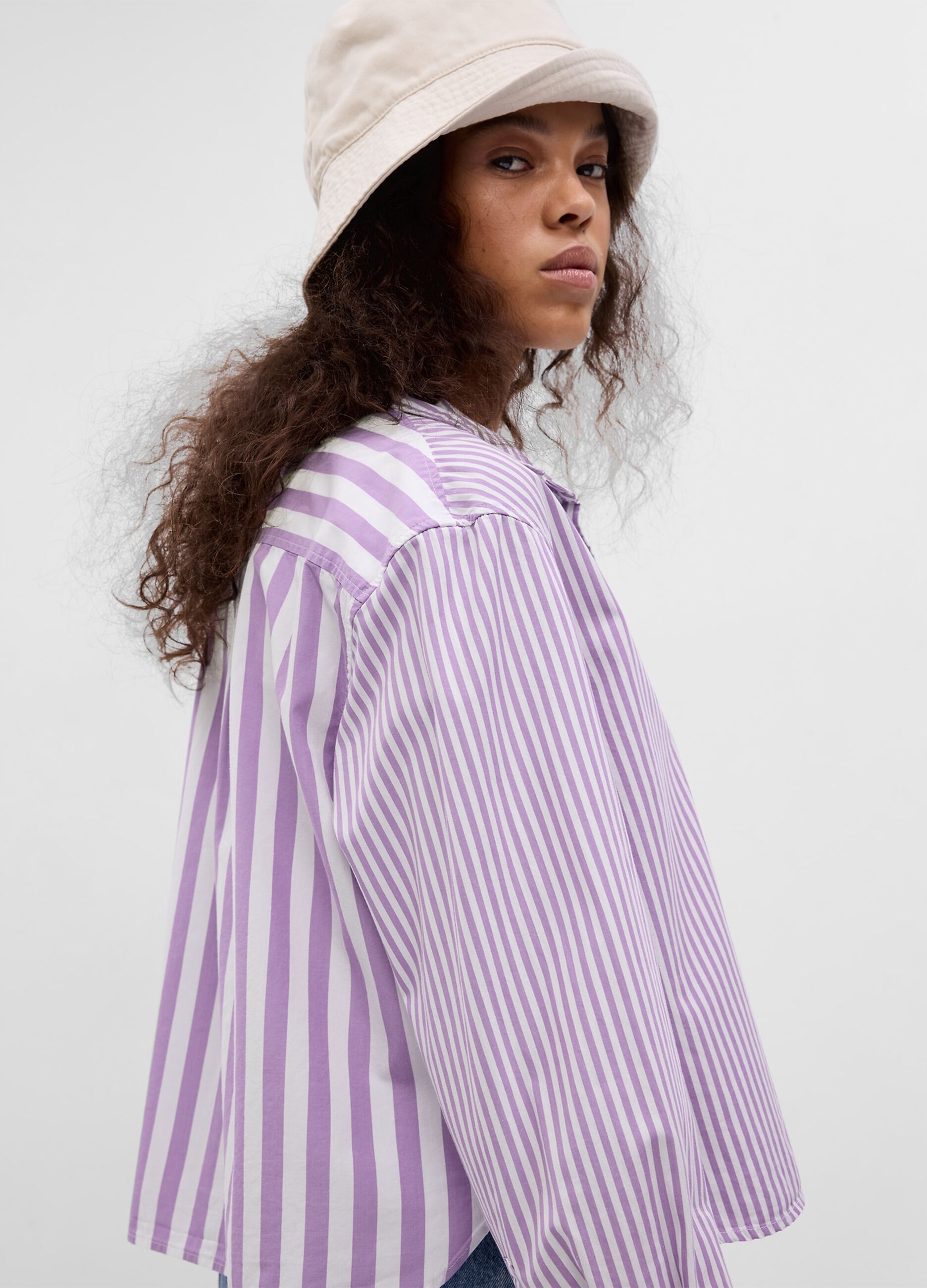 Cropped striped shirt in poplin_2