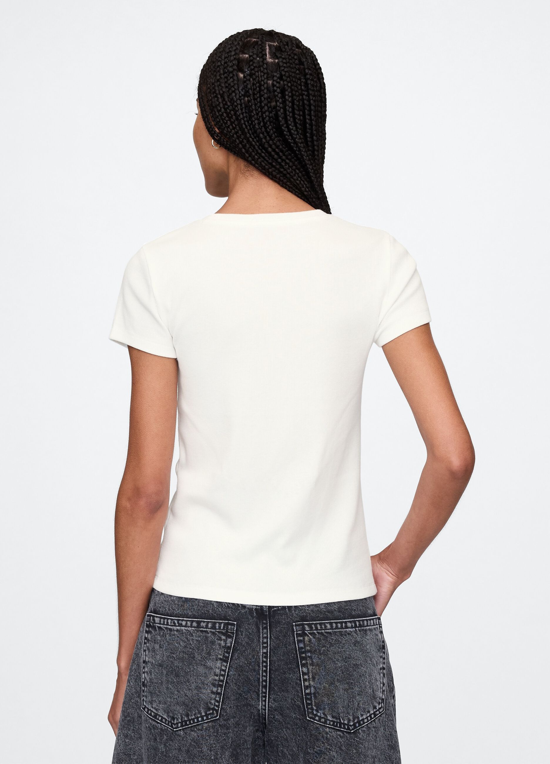 T-shirt bianca in cotone e modal elasticizzato Gap_2