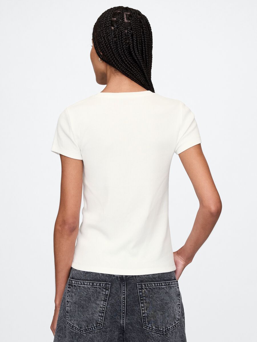 T-shirt bianca in cotone e modal elasticizzato Gap Donna_2