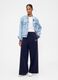 Pantaloni blu palazzo in misto cotone_0