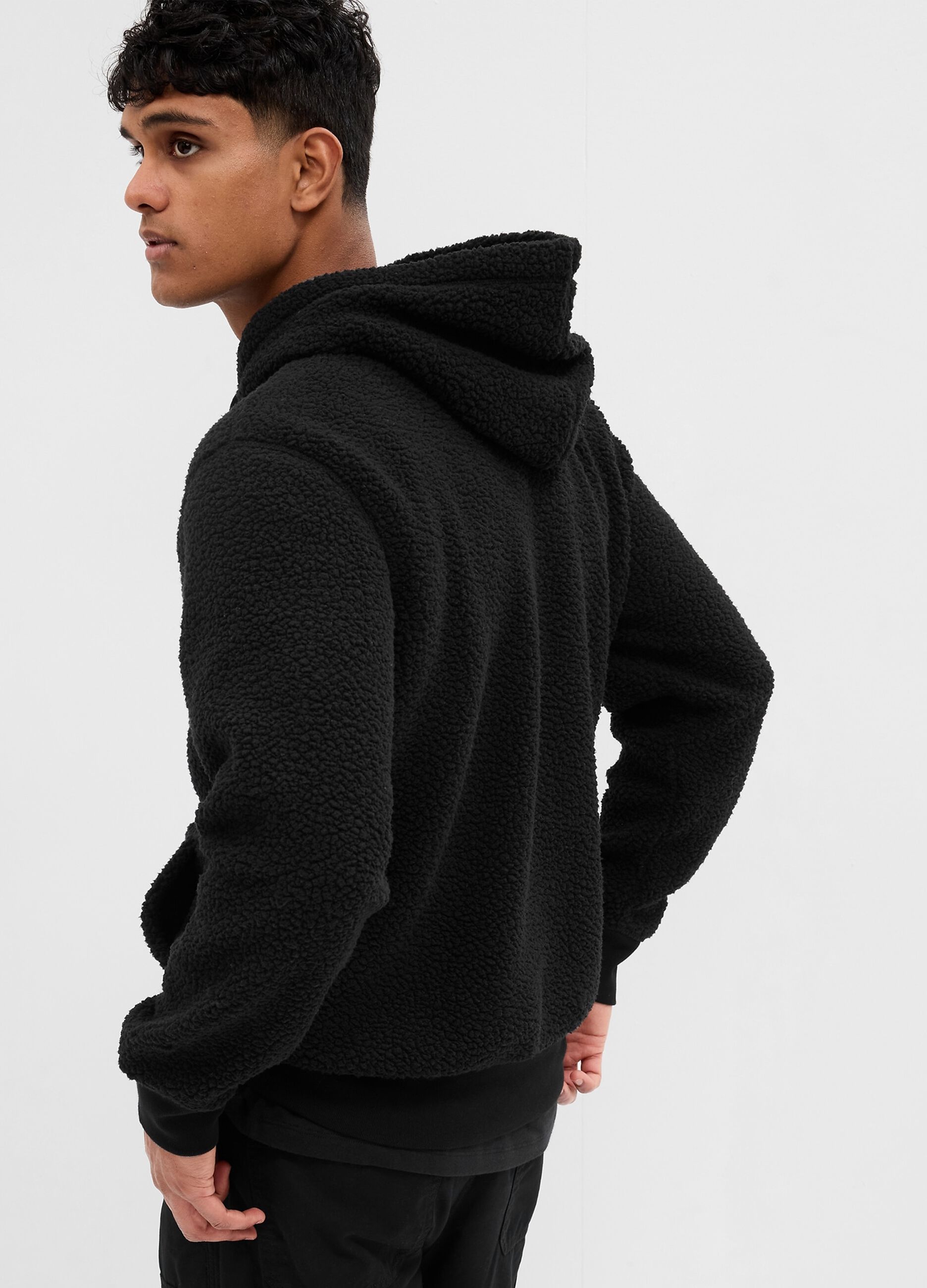 Sherpa sweatshirt with hood and logo embroidery_1