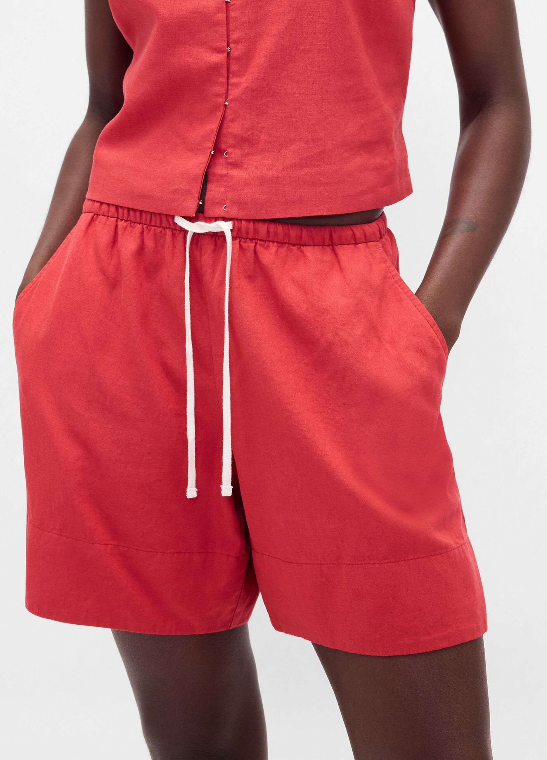 Shorts in misto lino e viscosa