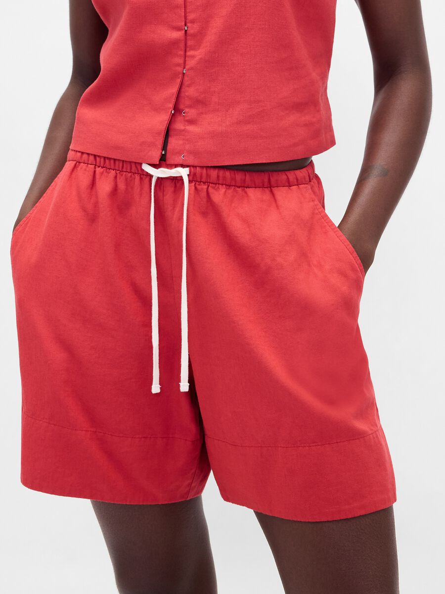 Shorts in misto lino e viscosa Donna_4