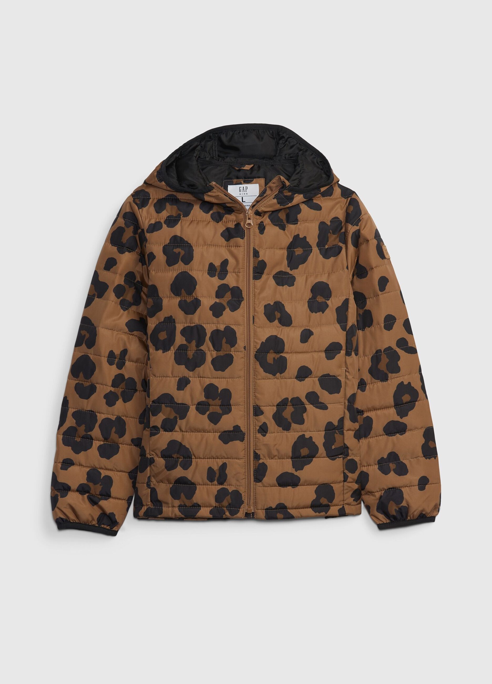 Piumino animalier con cappuccio