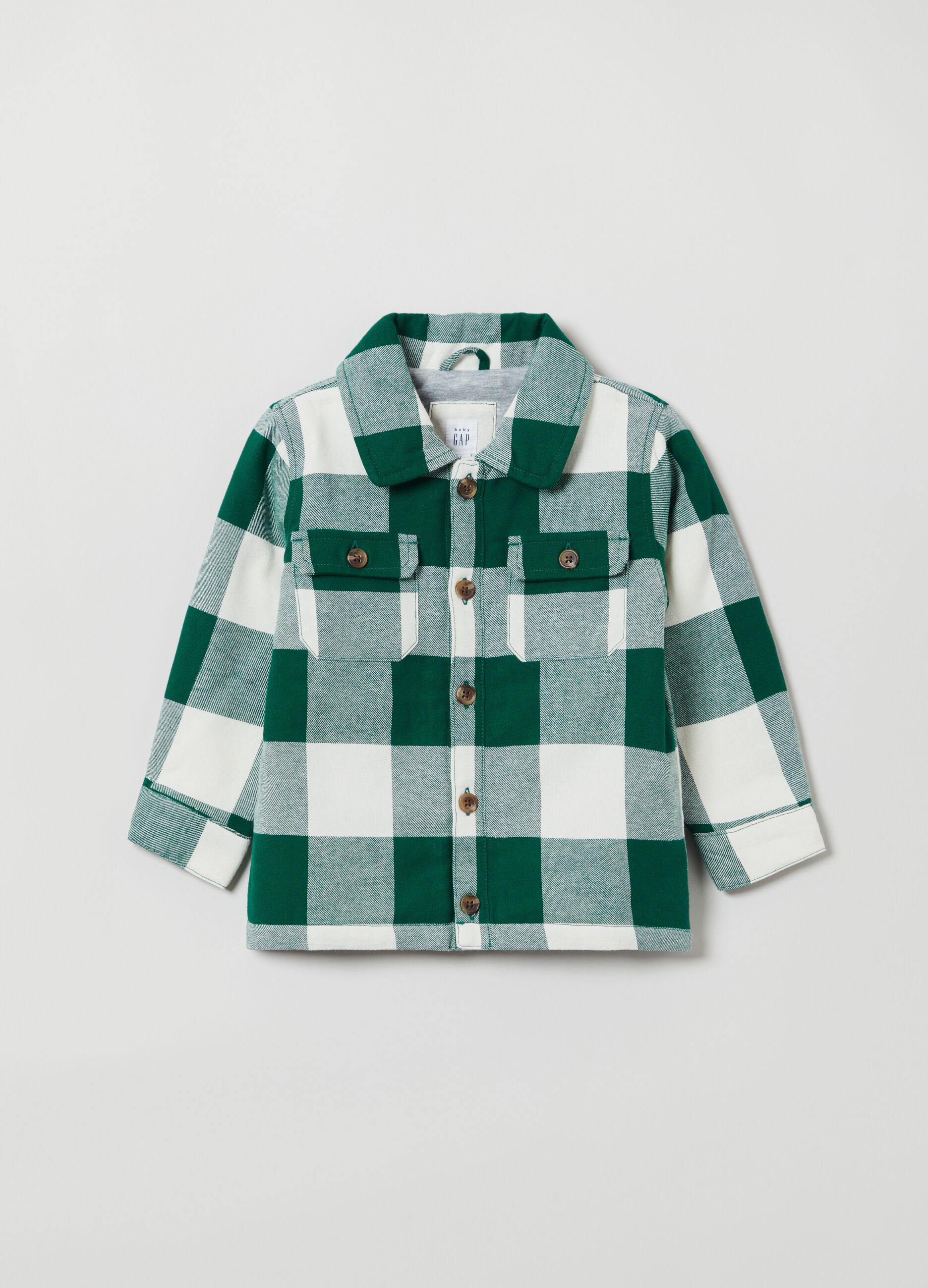 Cotton shacket with check print