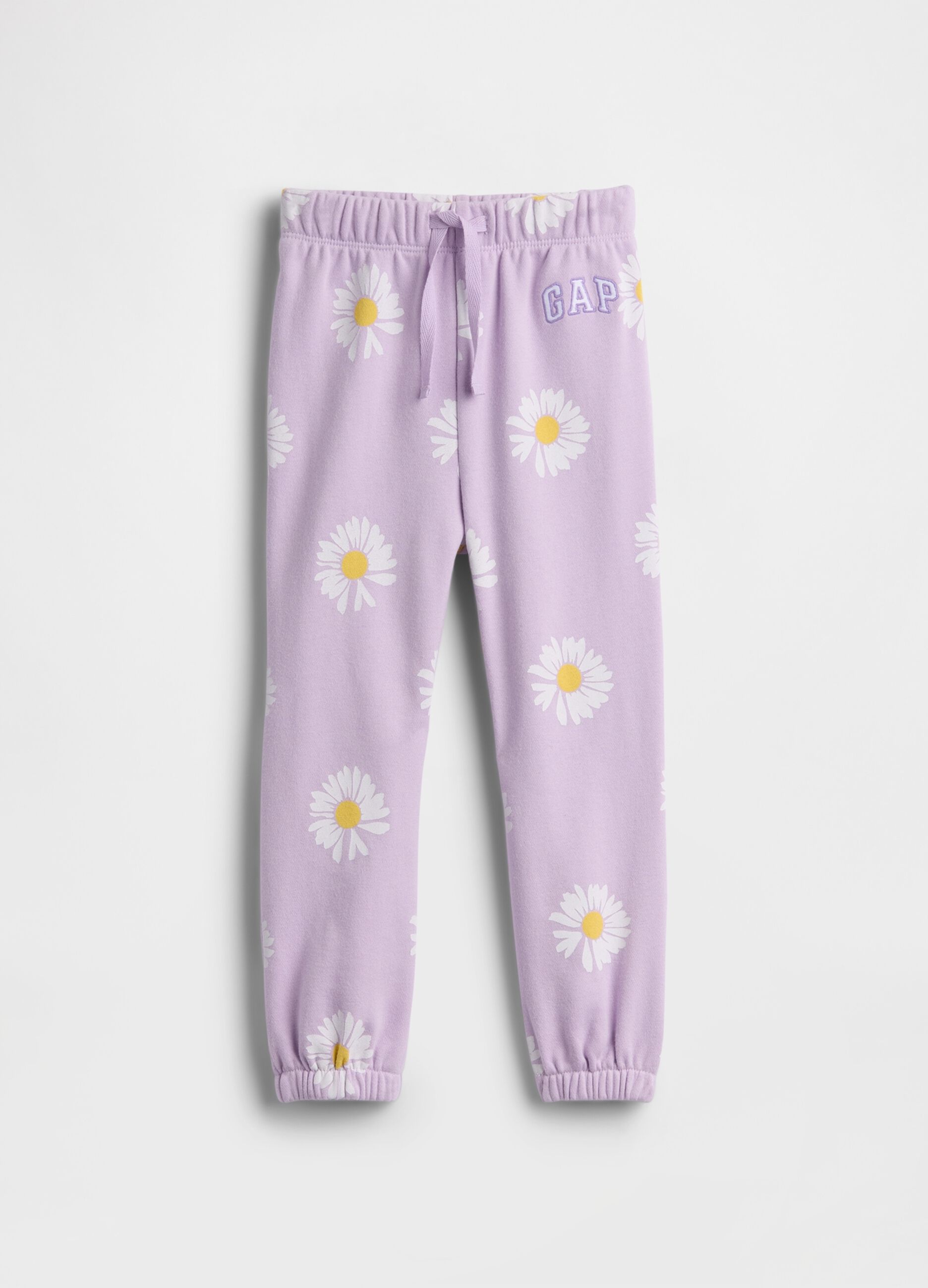 Purple newborn cotton blend trousers regular fit with daisies