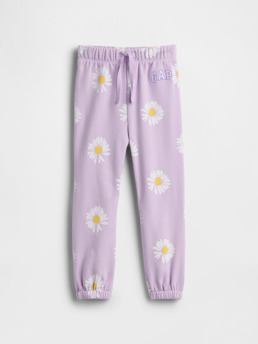 Purple newborn cotton blend trousers regular fit with daisies Girl_0