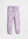Purple newborn cotton blend trousers regular fit with daisies_0