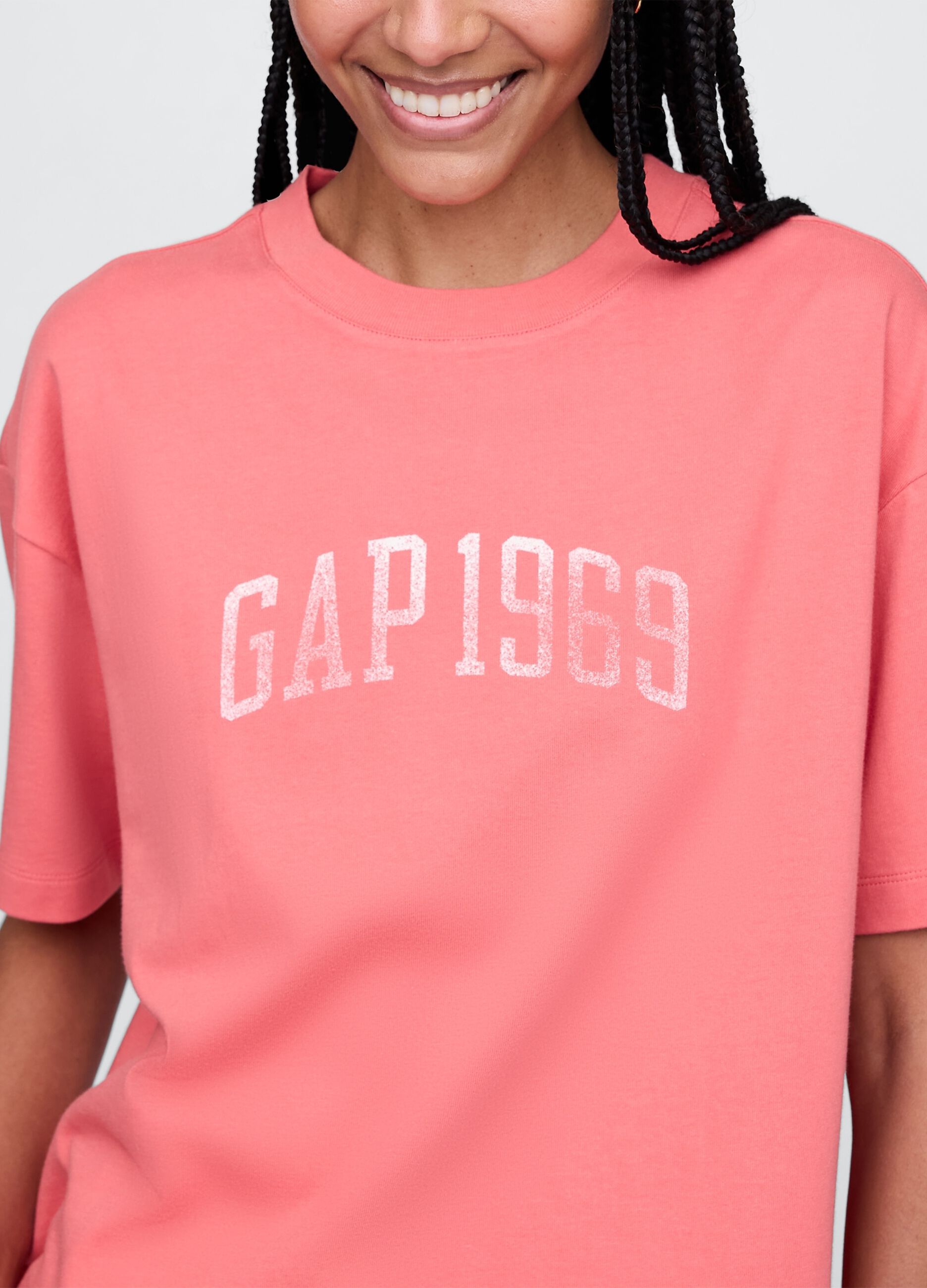 T-shirt rosa a maniche corte in cotone Gap_3