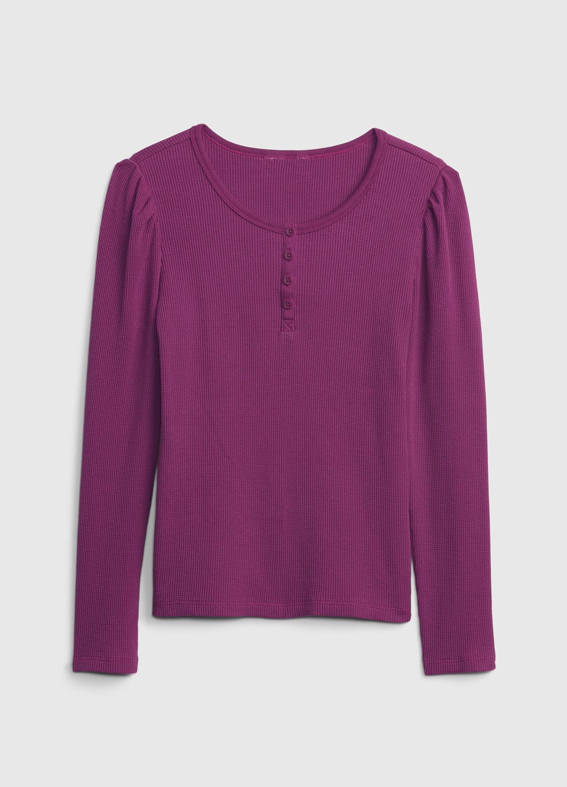 T-shirt a maniche lunghe con trama waffle
