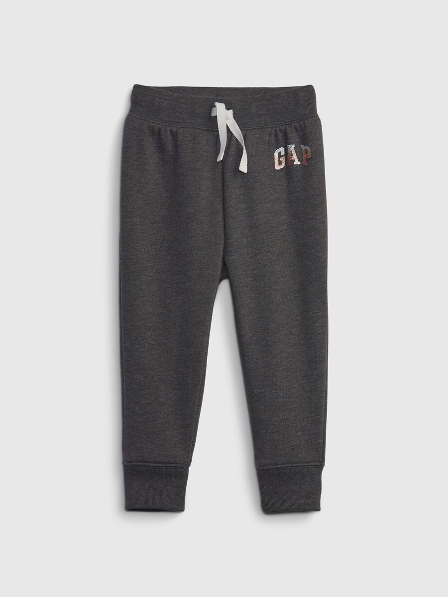 Joggers in cotone con coulisse e logo Bimba_0