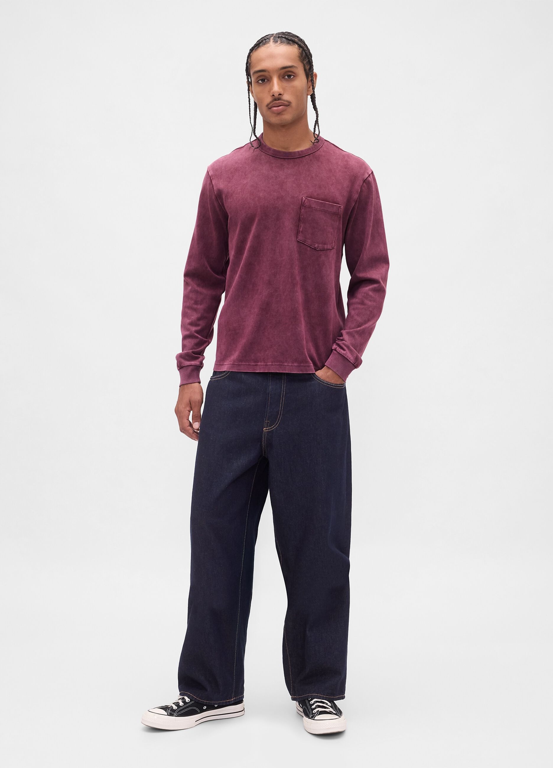 Long sleeve purple cotton top_2