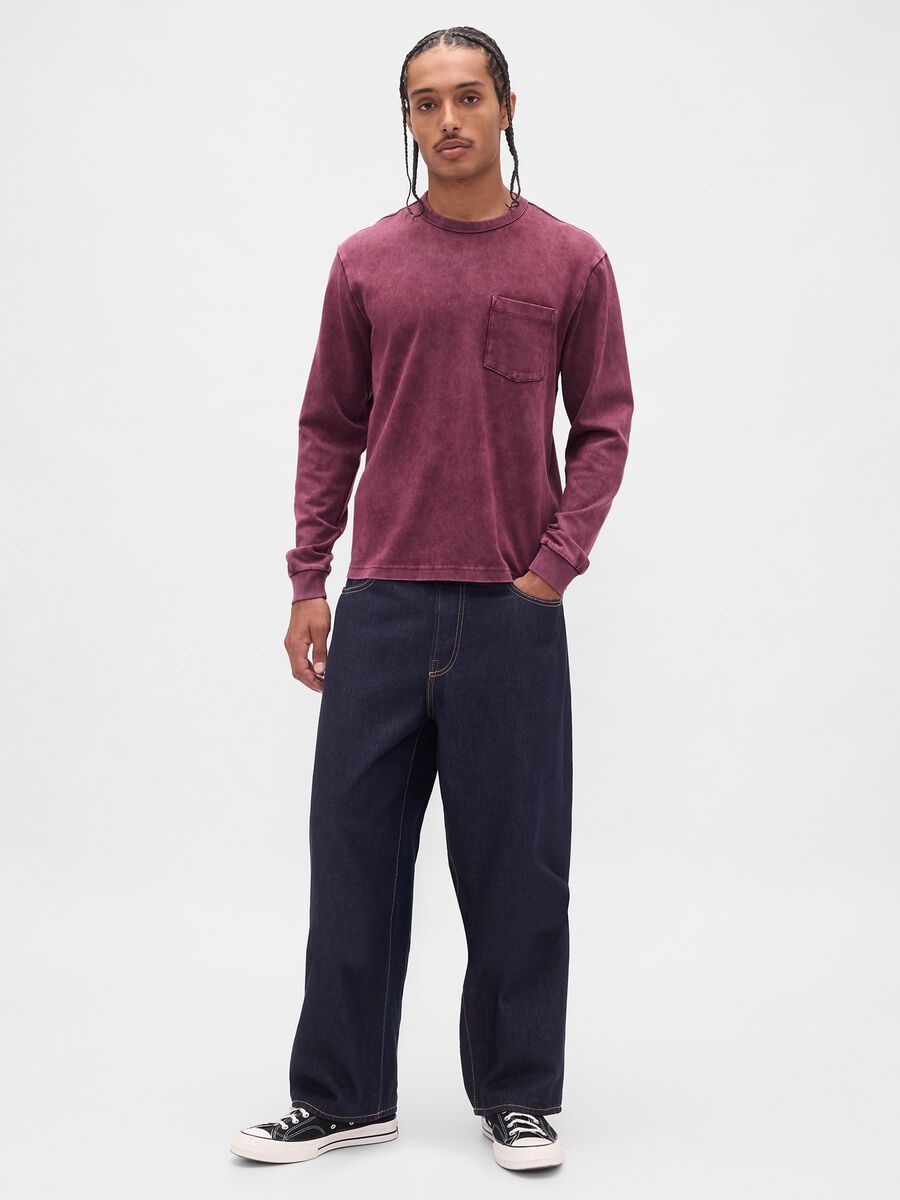 Long sleeve purple cotton top Man_2
