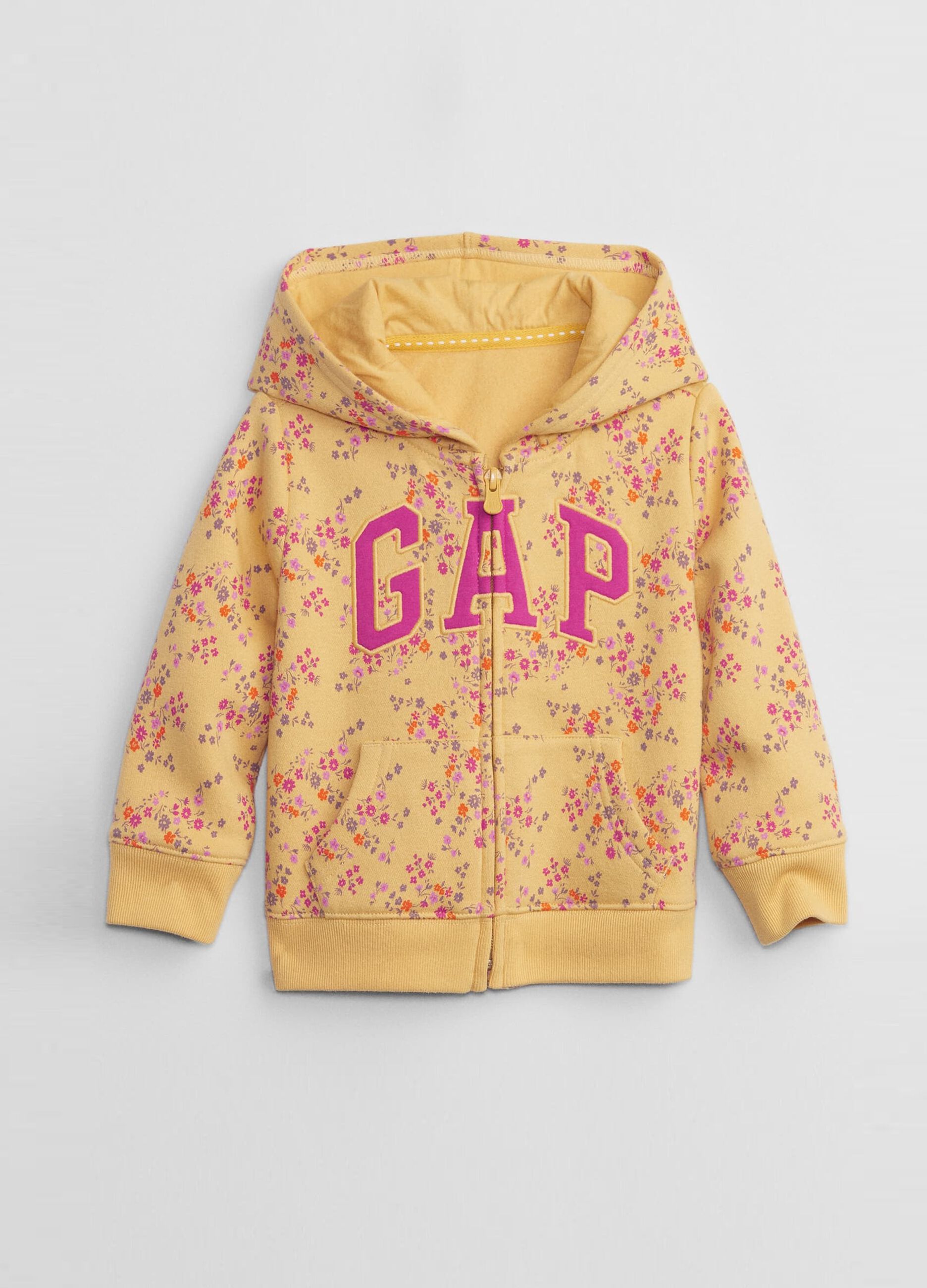 Full-zip hoodie with floral print and embroidered logo