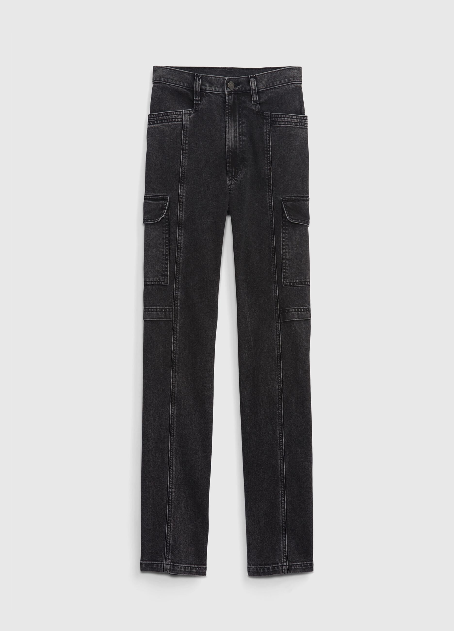 Loose-fit cargo jeans with high waist_4