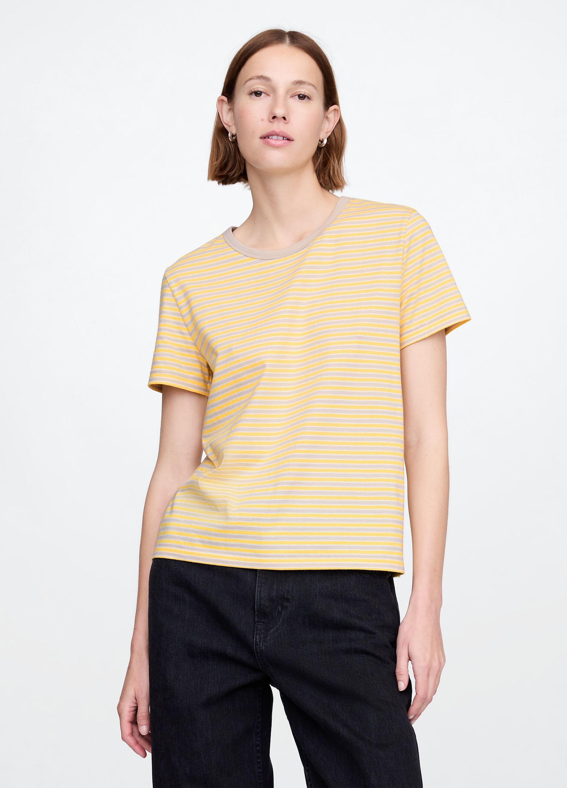 T-shirt a righe gialle in cotone Gap