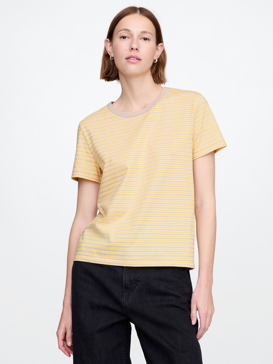 T-shirt a righe gialle in cotone Gap Donna_0