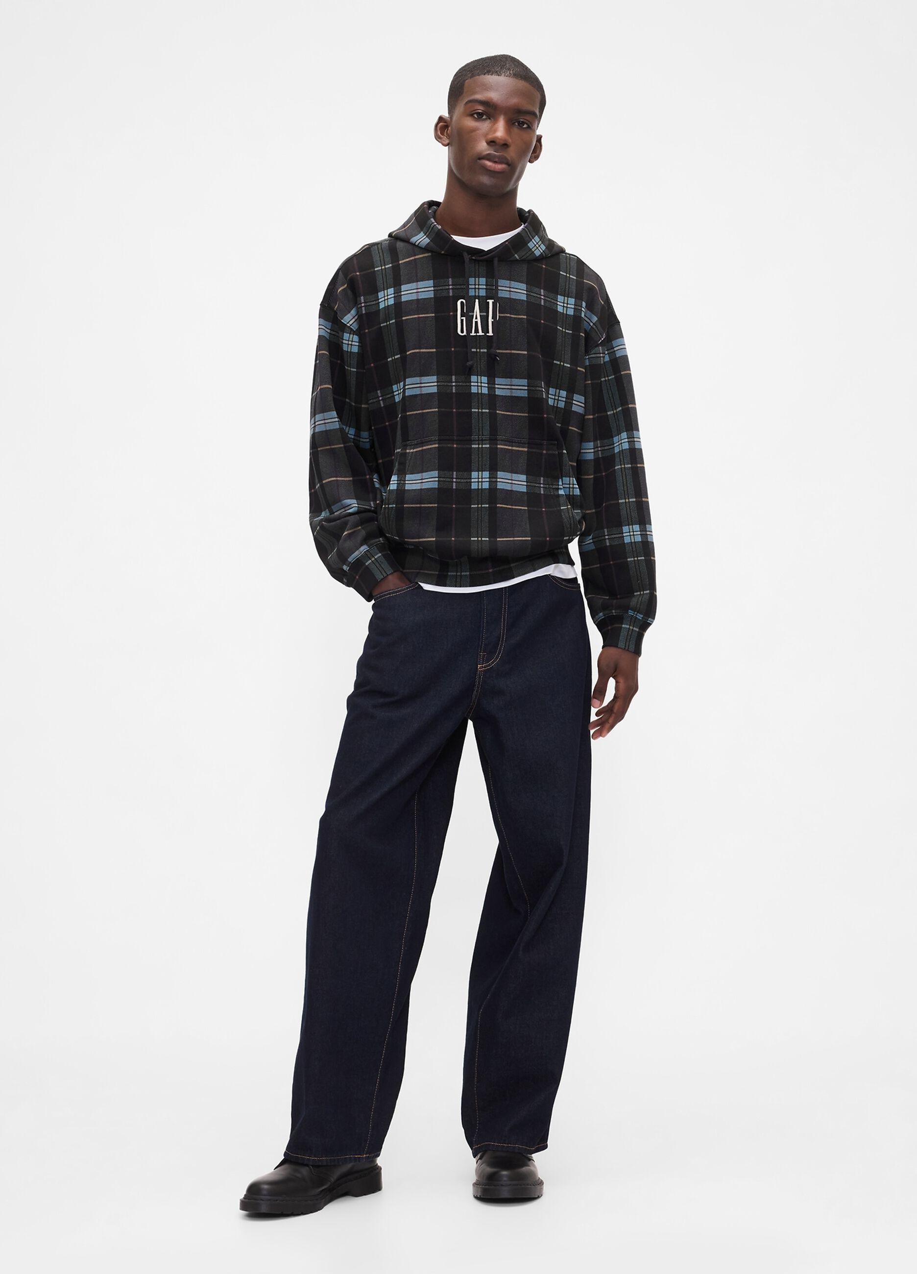 Black Hooded Stripe Sweatshirt