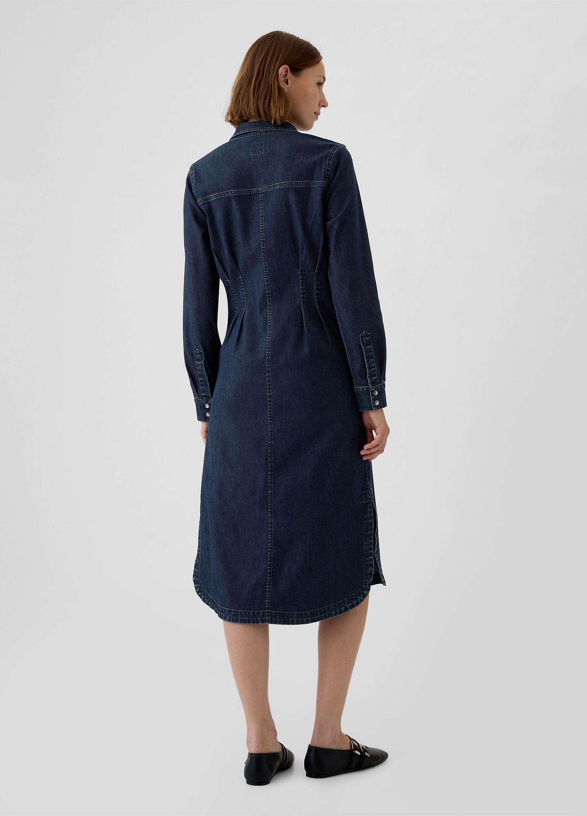 Vestito chemisier in denim con pinces_2