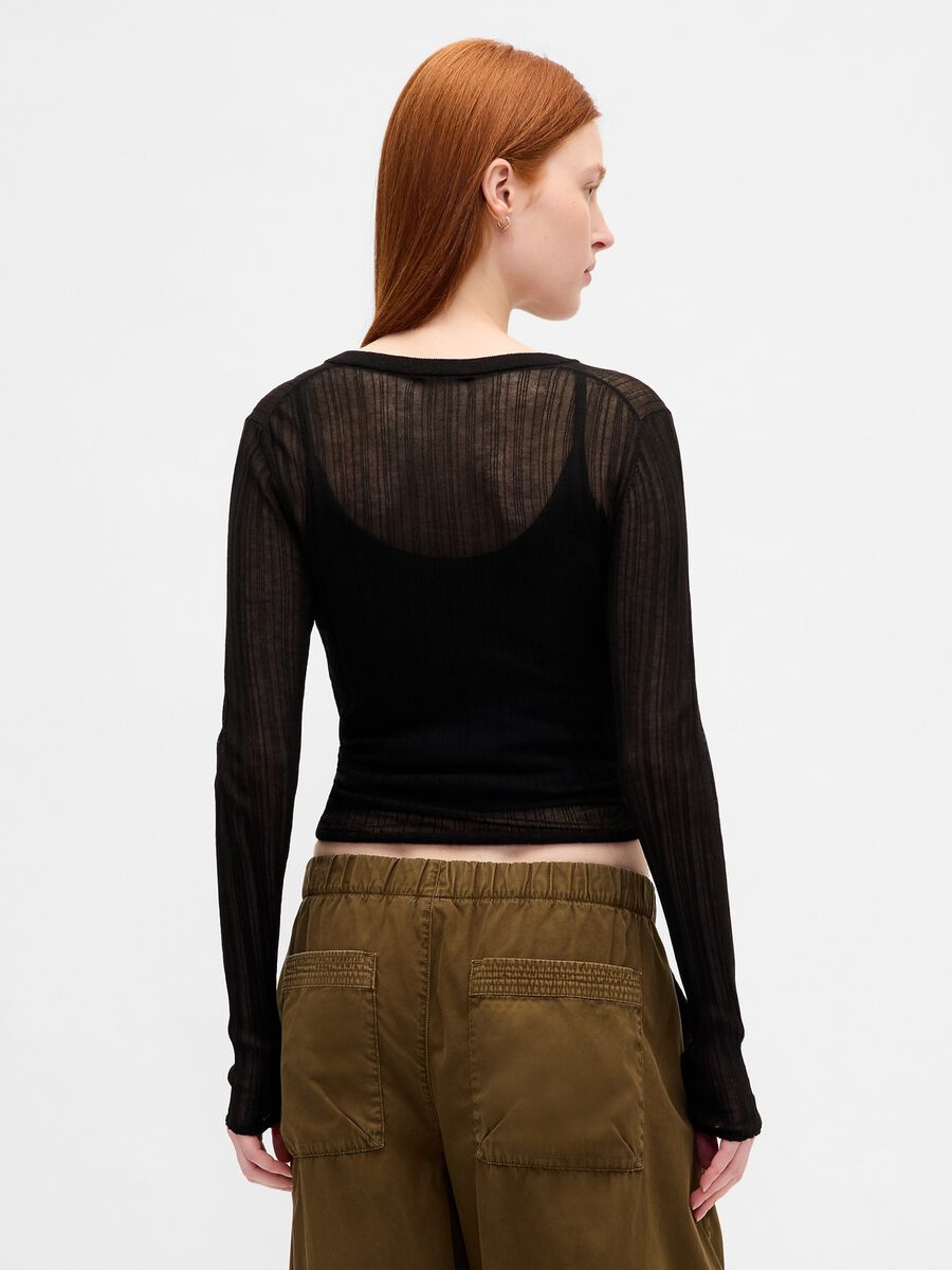 Black Sweater with Transparent Details Woman_1