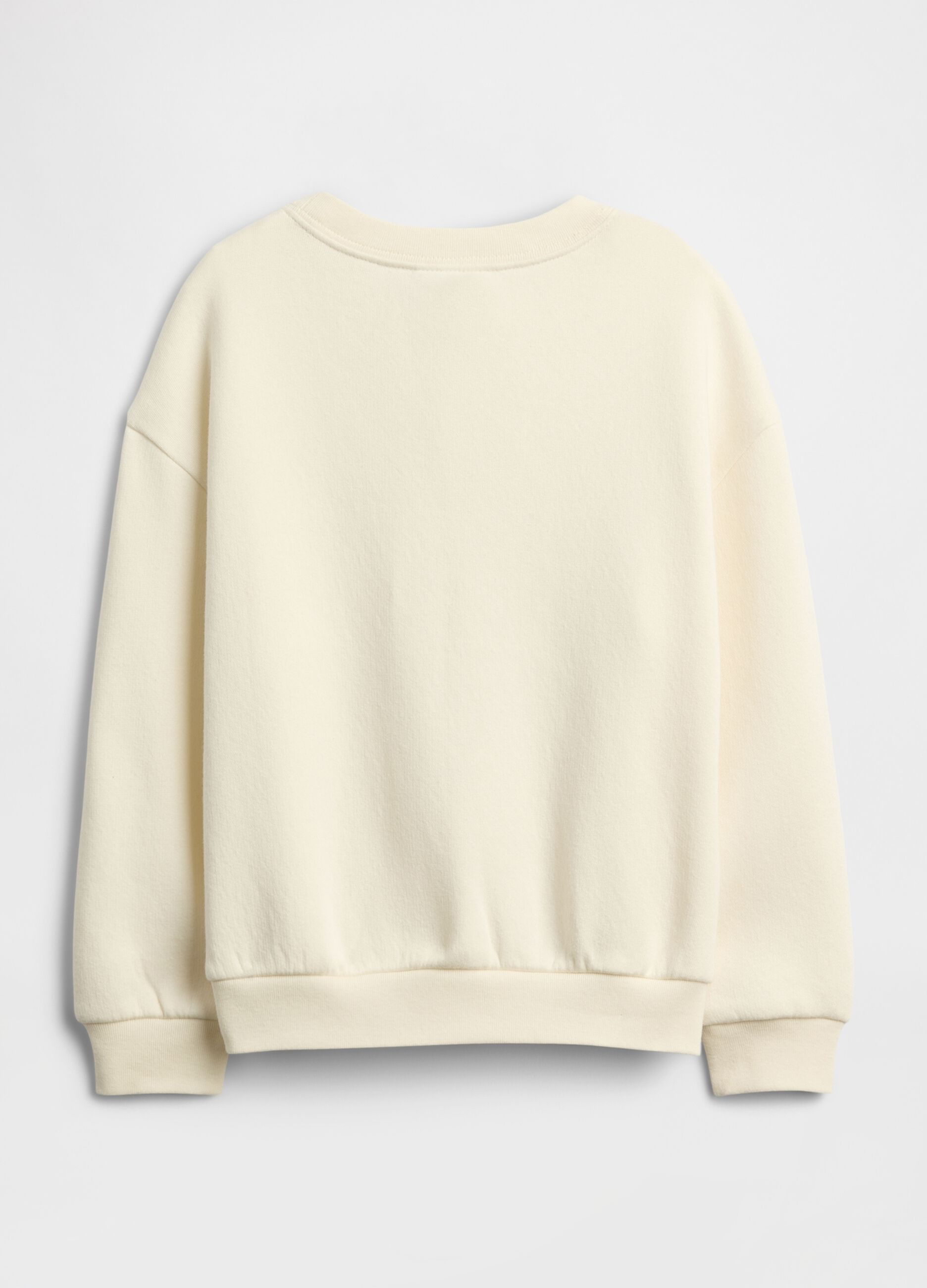 Felpa beige a girocollo con motivo cigno_1