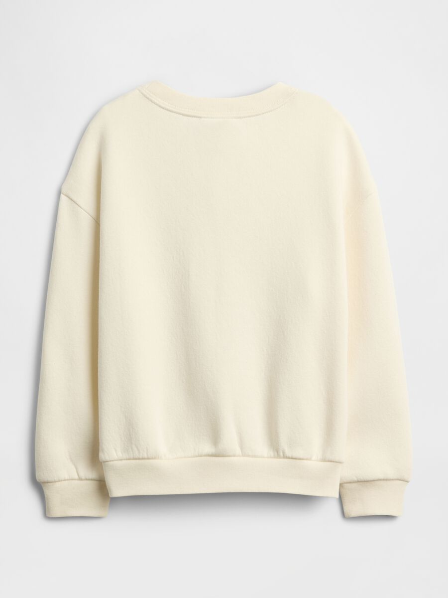 Felpa beige a girocollo con motivo cigno Bambina_1