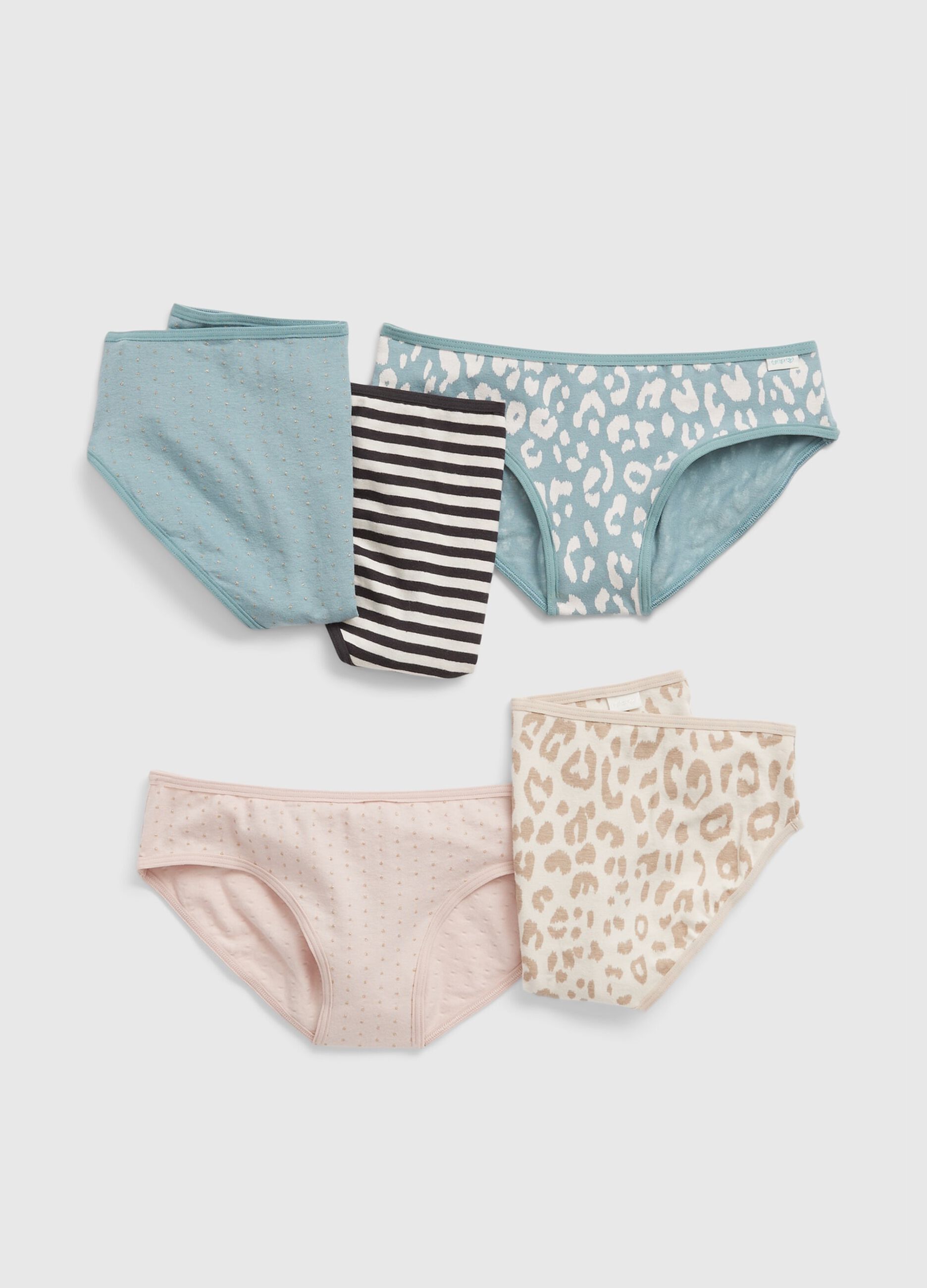 Five-pack briefs with animal print