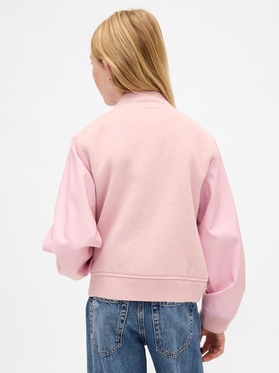 Pink bomber jacket in wool blend and synthetic fibres Girl_2