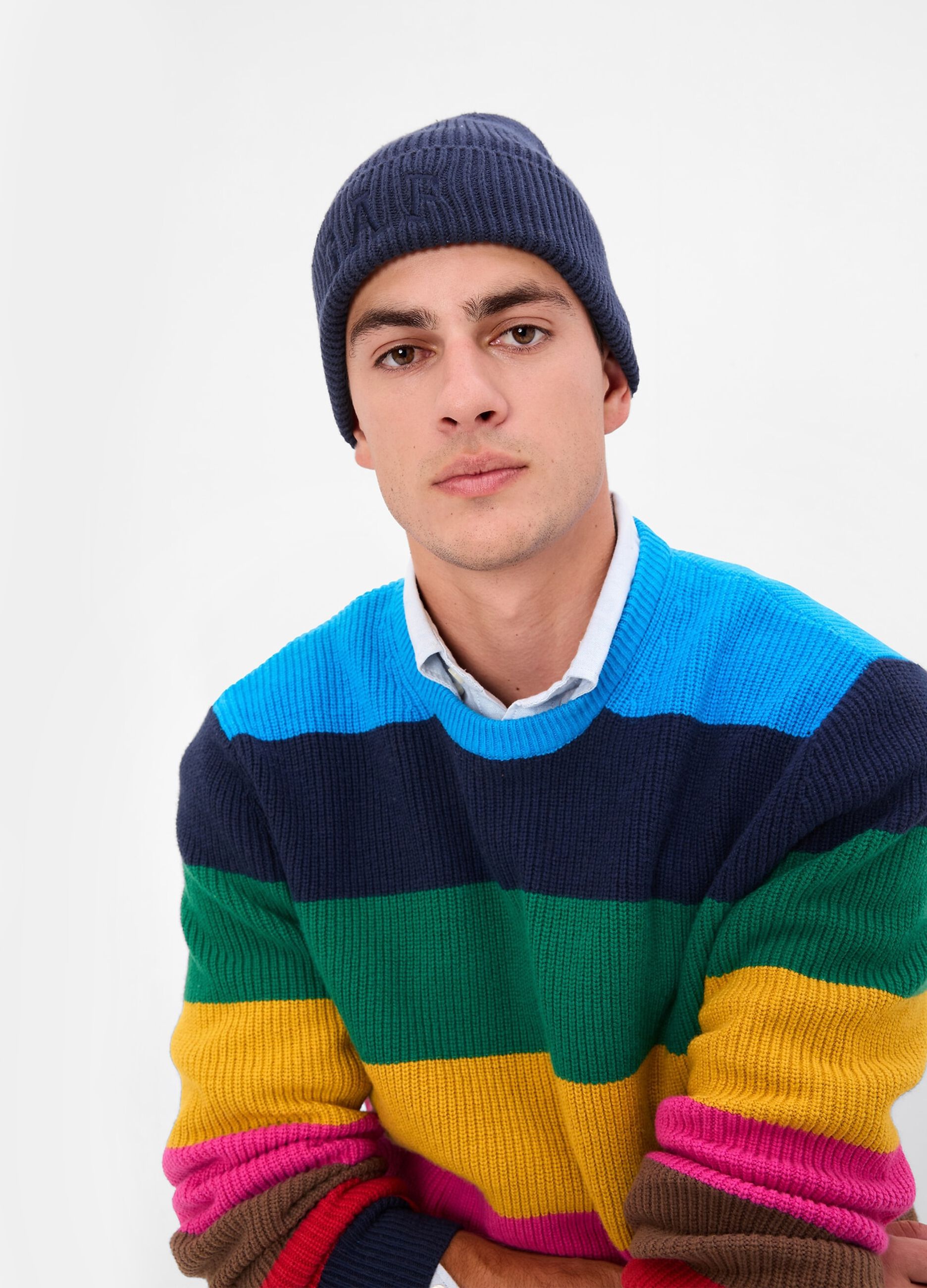 Pullover with multicoloured stripes_1