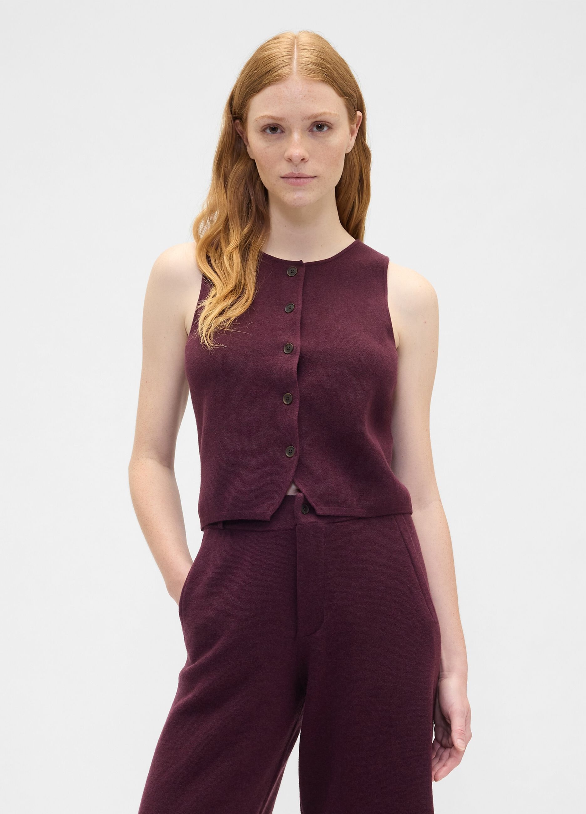 Gilet viola in misto fibre