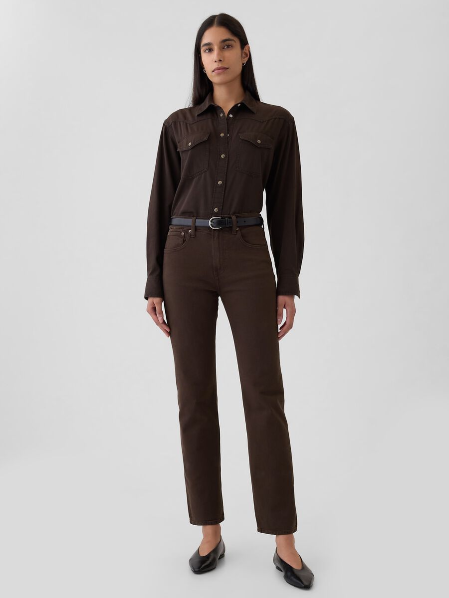 Pantalone straight fit in cotone stretch Donna_0