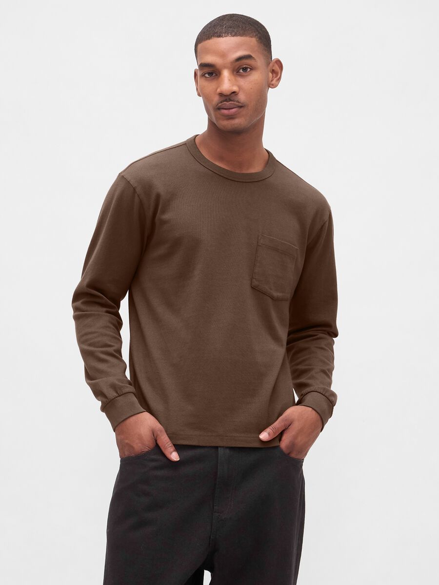 Brown Cotton Long Sleeve Shirt Man_0