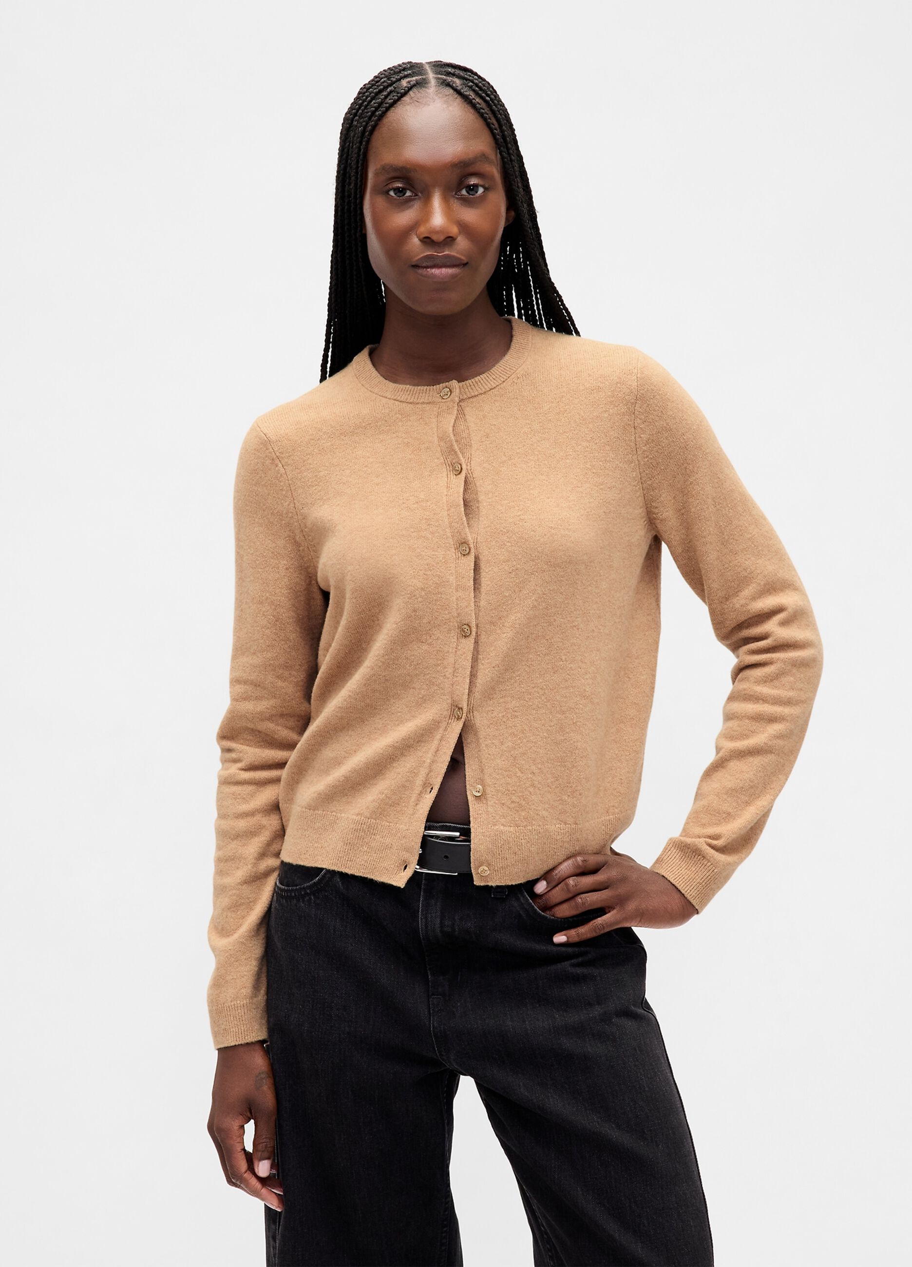 Cardigan beige in misto cotone