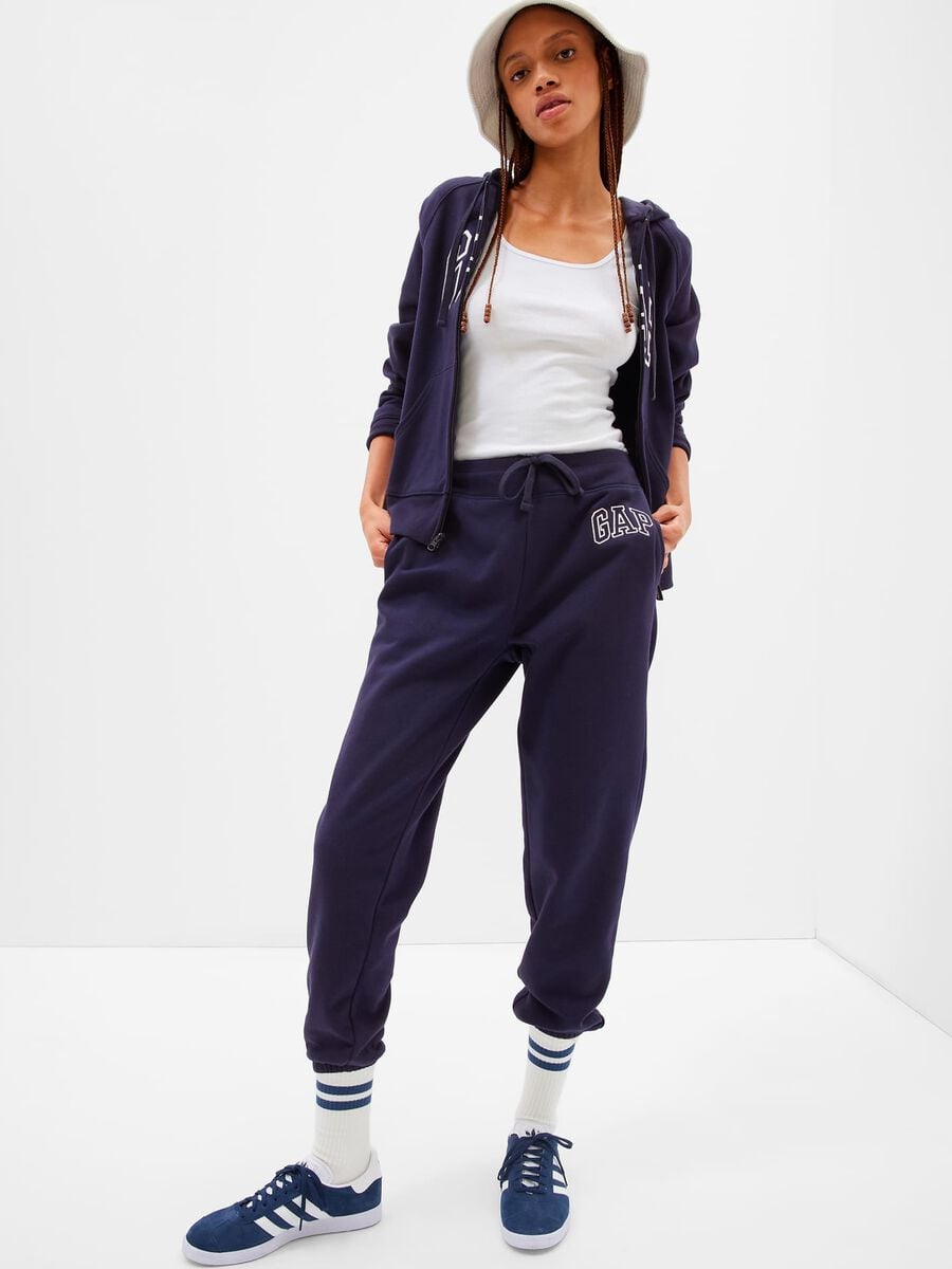 Joggers in felpa con ricamo logo Donna_0