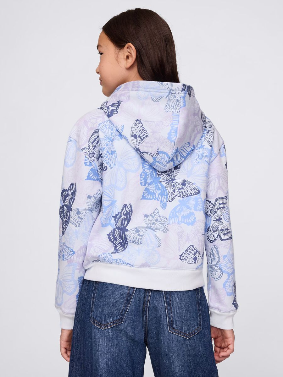 Felpa con cappuccio e zip integrale a fantasia di farfalle GAP Kids Bambina_2
