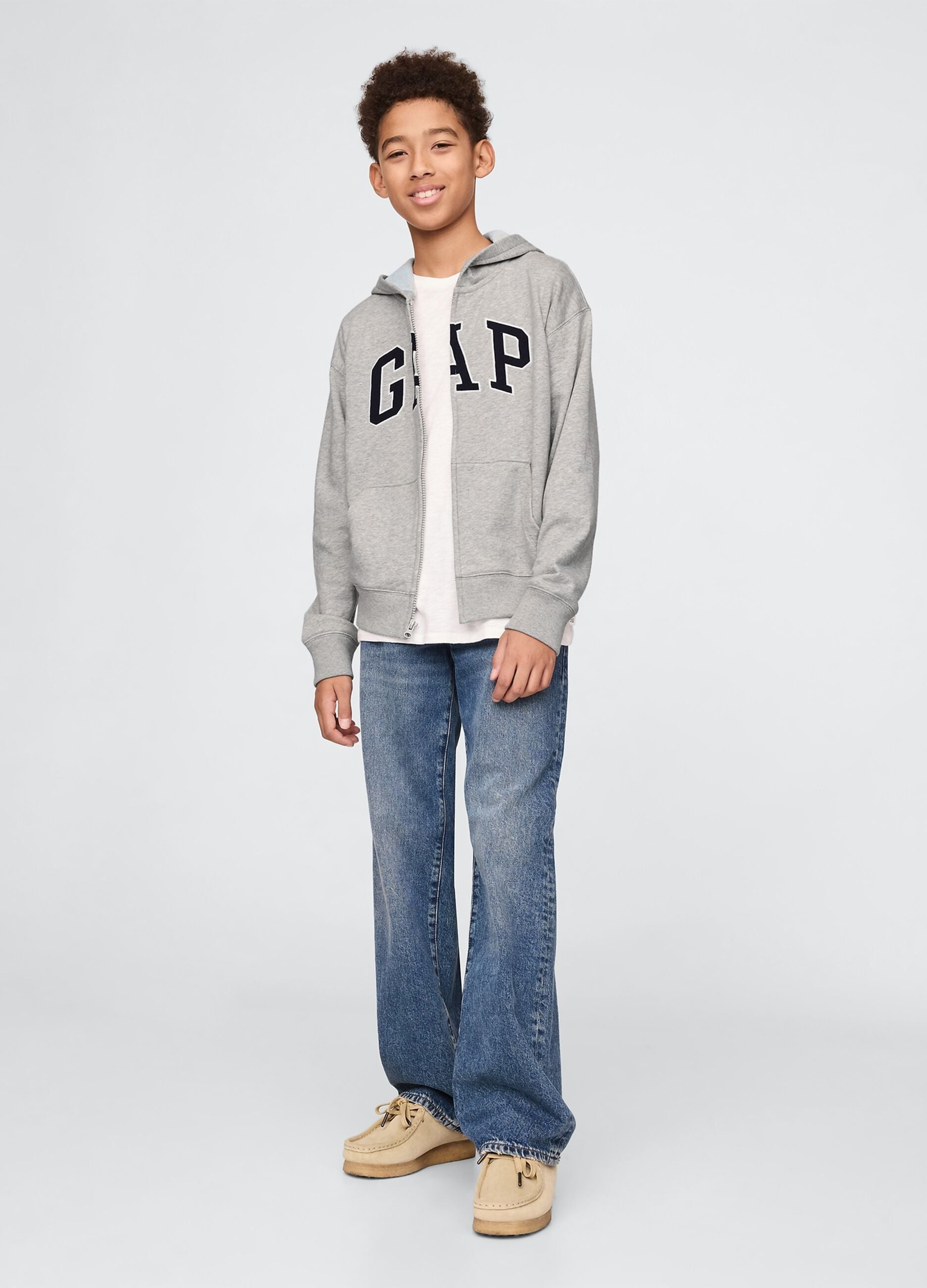 Felpa con logo GAP, cappuccio e full zip in misto cotone