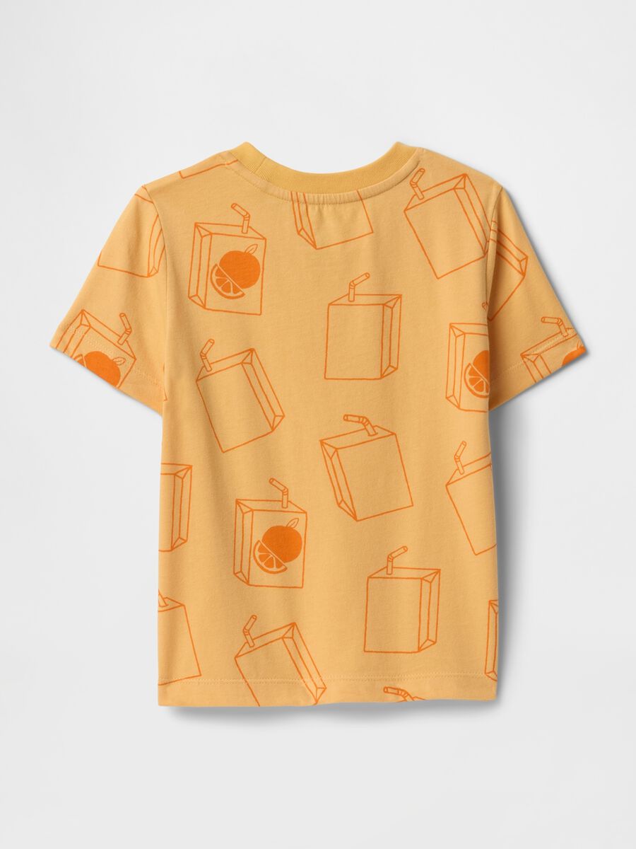 T-shirt gialla con stampa succo d'arancia Bimbo_1