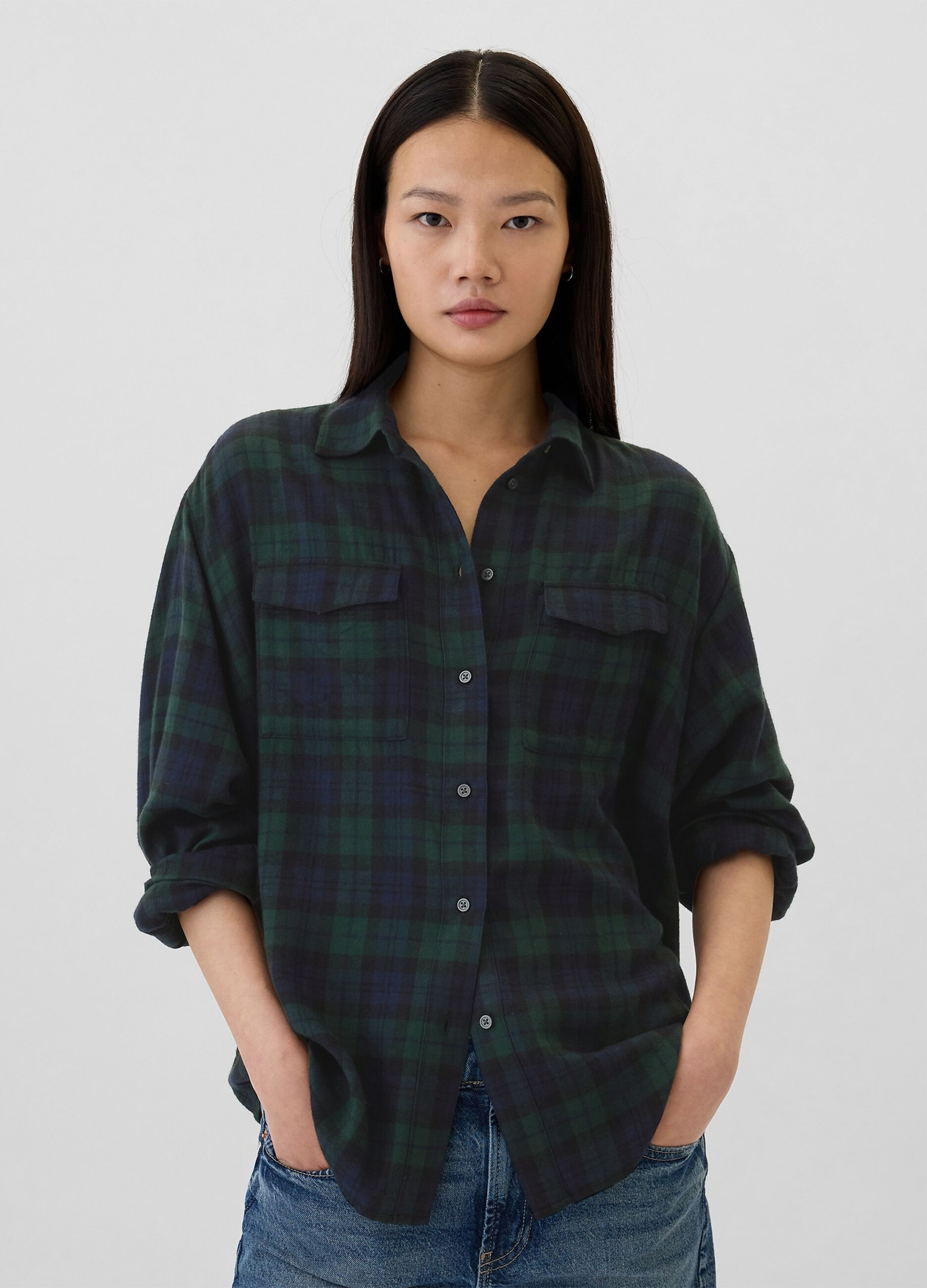 Check flannel shirt with pockets