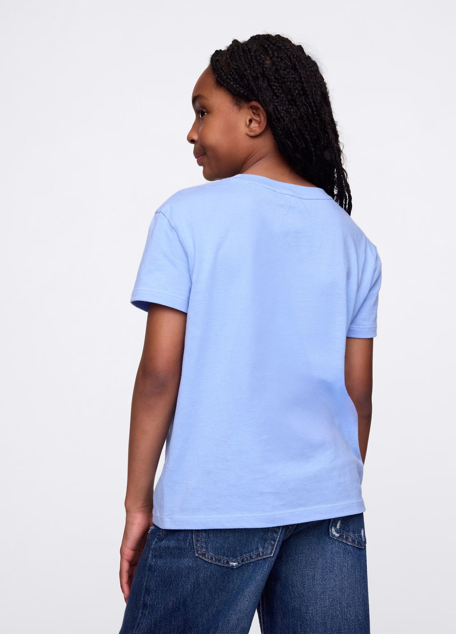 T-shirt azzurra in cotone_1